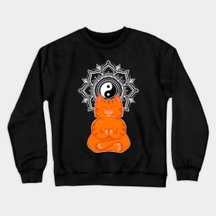 Yoga Ginger Cat Meditating With Mandala Crewneck Sweatshirt